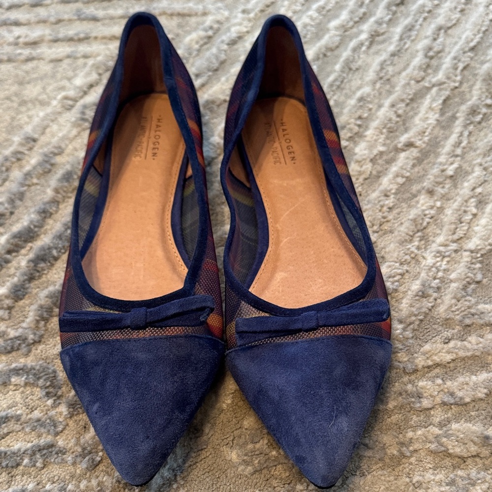 Halogen Navy and Plaid Flats EUC